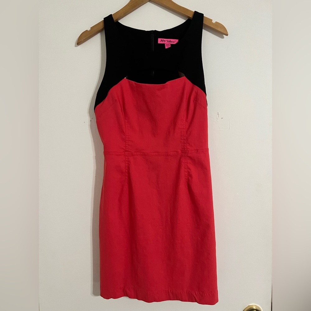 Betsey Johnson Black and Red Sheath Mini Dress for Cocktail Night Out